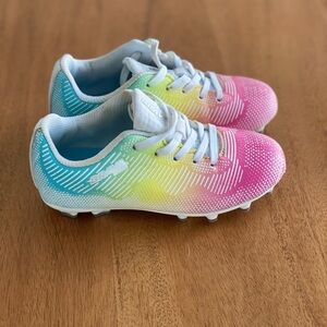 Size 11C Brava rainbow soccer cleats